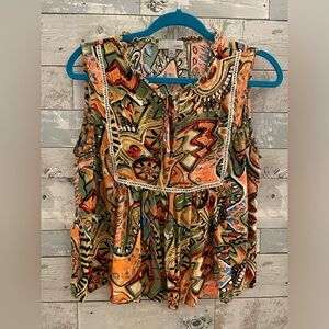 Women's Abstract Flow Relaxed Fit Sleeveless Top Size L